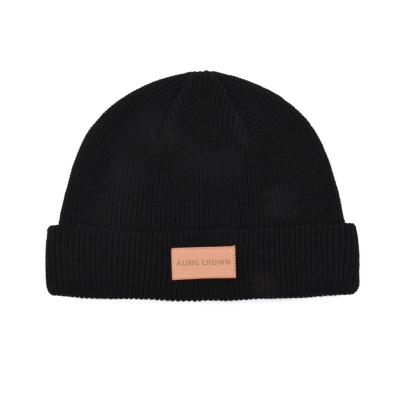 100% rPET Leather Patch Cuffed Beanies PB-FA0003 (1)