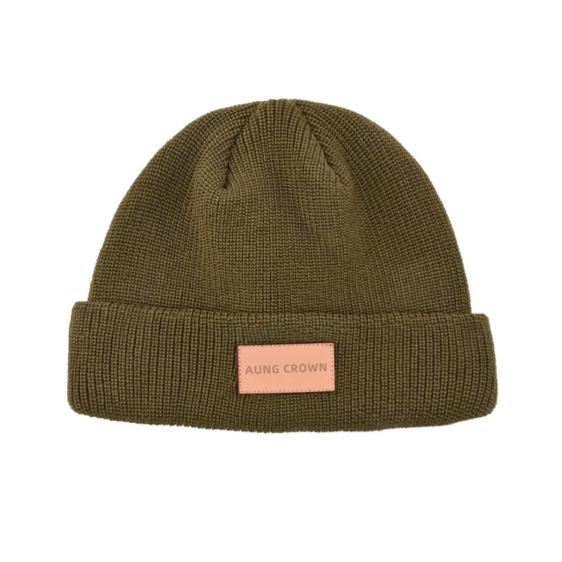100% rPET Leather Patch Cuffed Beanies PB-FA0003 (2)