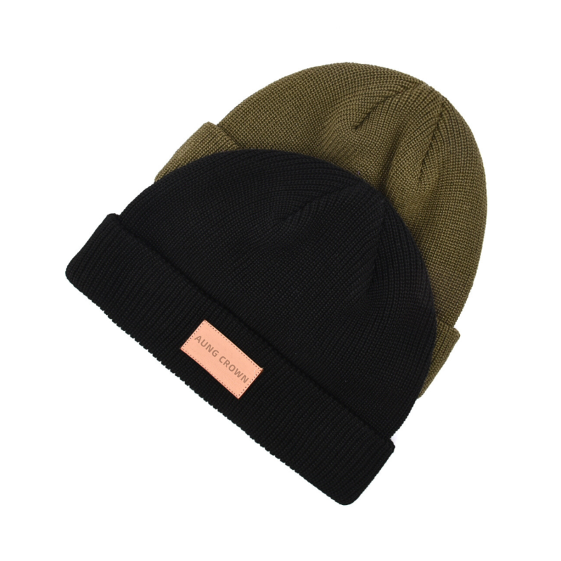 100% rPET Leather Patch Cuffed Beanies PB-FA0003 (3)