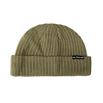 Army Green Woven Label Cuffed Fisherman Beanies BF-230915-01