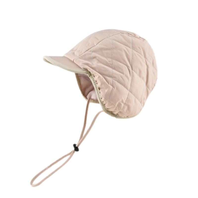 Beige Plain Flexible Drawstring Earflap Hats We2410-13
