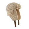 Beige Plain Warm Buckle Earflap Trapper Hats Wt2410-5