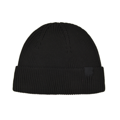 Black 100% rPET Woven Label Knit Cuffed Beanies PB-FA0005