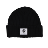 Black EmbroideredWoven Patch Cuffed Beanies PB-FB0003