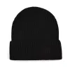 Bonnet noir uni à revers tissé PB-FB0004, dos