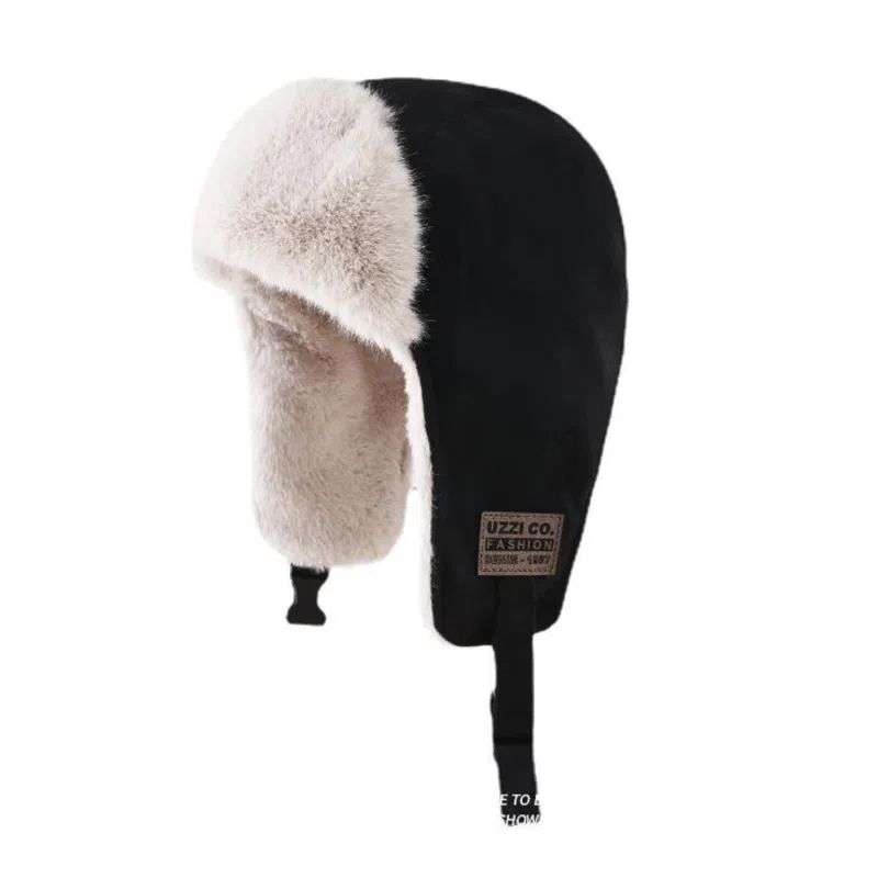 Schwarze Winter-Trapper-Mützen mit Ohrenschützern und Schnallenverschluss Wt2410-6