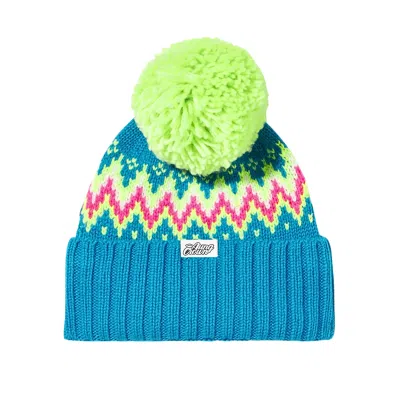 Berretti con pompon in maglia jacquard blu per bambini piccoli Wk2410-010