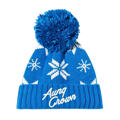 Blue Little Kids Winter Jacquard Pom Beanies Wk2410-013