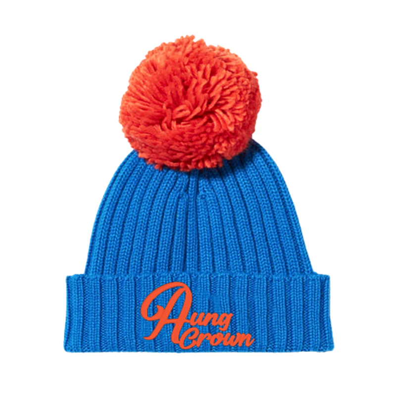 Blue-Red Little Kids Two-Tone Pompom Beanies Wk2410-011