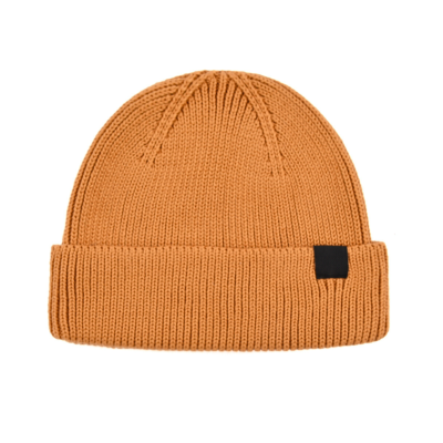 Brown 100% rPET Woven Label Knit Cuffed Beanies PB-FA0005