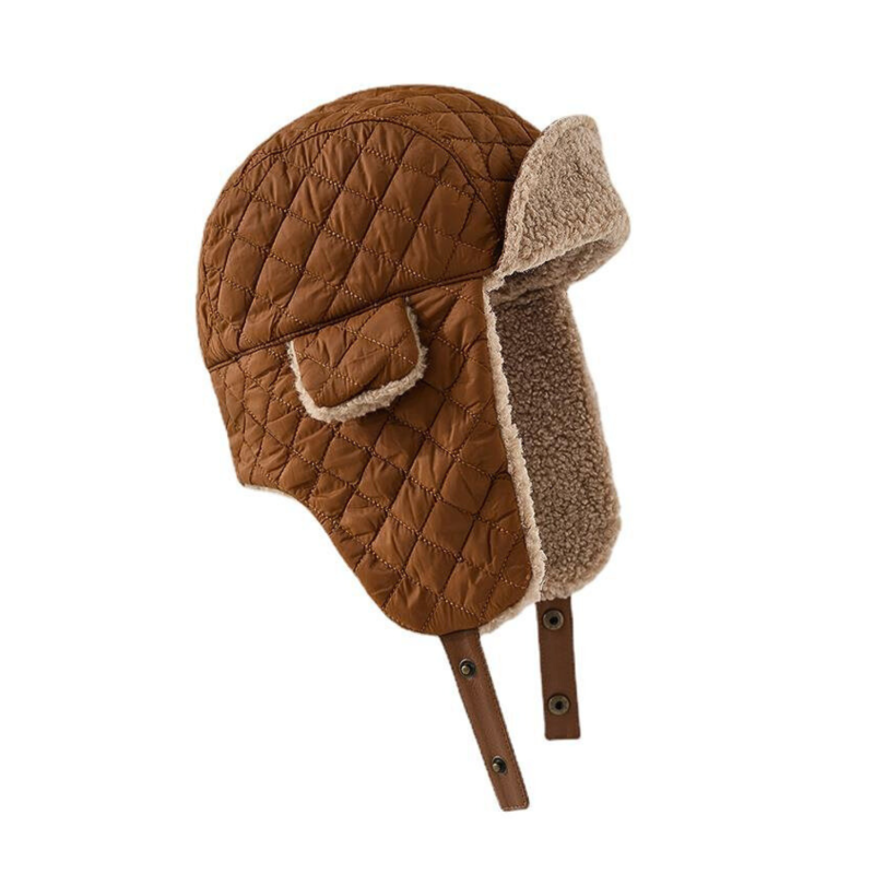 Caramel Plain Warm Buckle Earflap Trapper Hats Wt2410-5