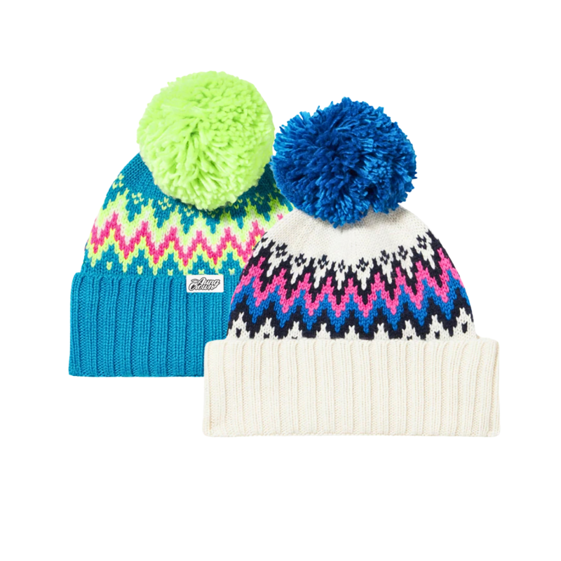 Combo of Little Kids Jacquard Knit Pompom Beanies Wk2410-010