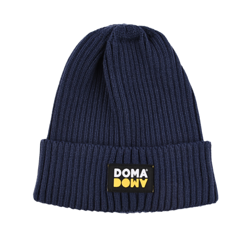 Dark Blue Custom Woven Label Knitted Cuffed Beanies PB-FB0002