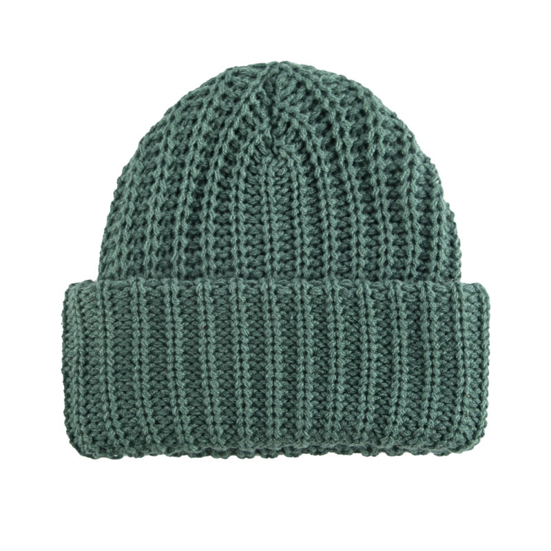 Dark green Plain Coarse Knitted Cuffed Beanies BF-231017-1