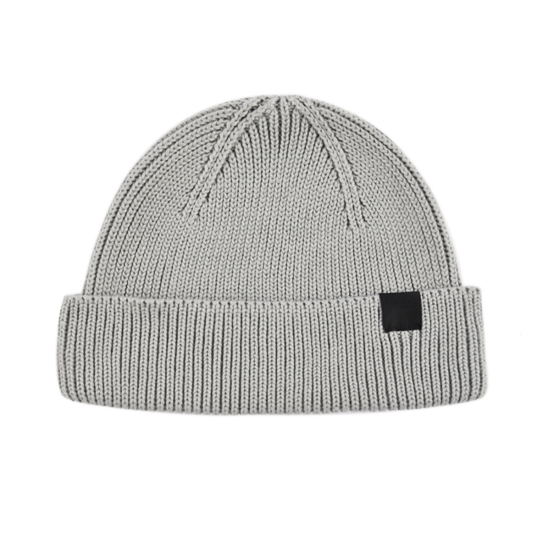 Gray 100% rPET Woven Label Knit Cuffed Beanies PB-FA0005