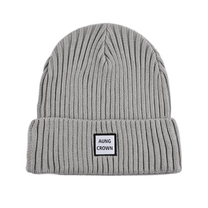 Bonnets gris unis à revers tissés PB-FB0004