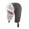 Graue Wintermütze mit Ohrenklappen und Schnallenverschluss Wt2410-6