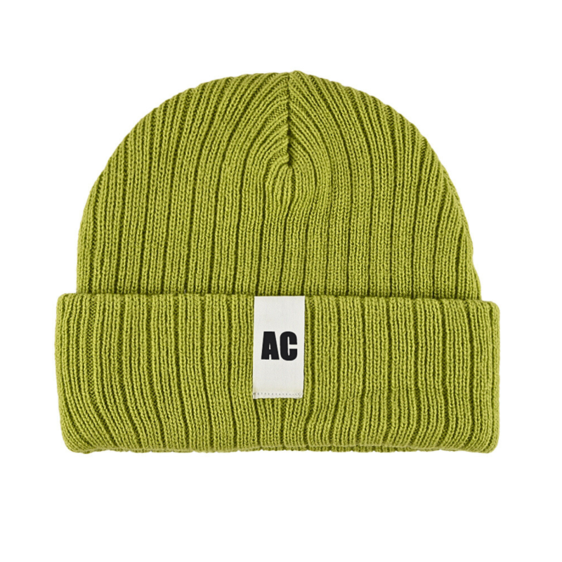 Green Custom Plain Color Label Cuffed Beanies PB-FB0012
