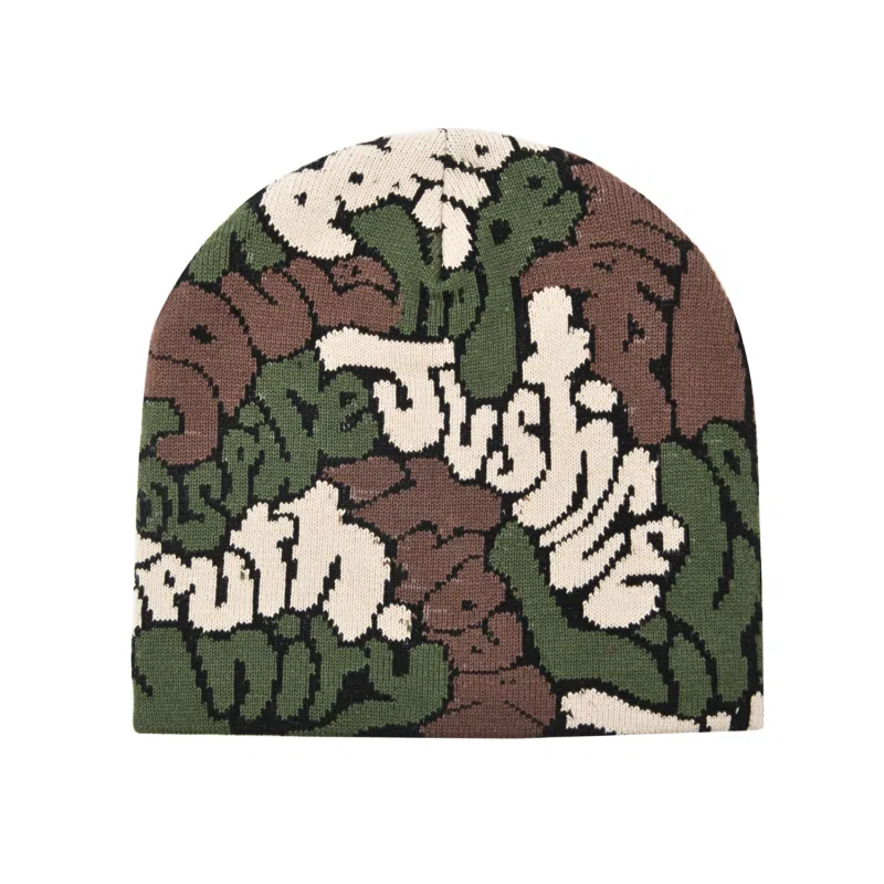 Bonnet sans revers en maille jacquard avec lettres BS-231017-3 (1)