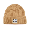 Khaki EmbroideredWoven Patch Cuffed Beanies PB-FB0003