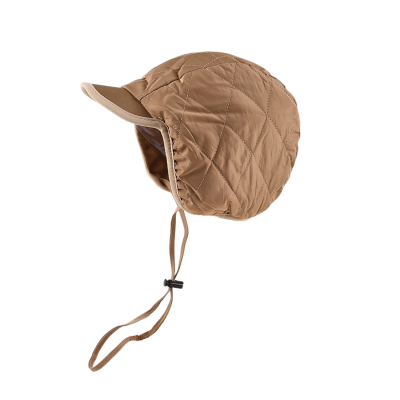 Khaki Plain Flexible Drawstring Earflap Hats We2410-13