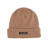 Bonnet à revers en tricot gaufré kaki avec étiquette tissée KN2103121
