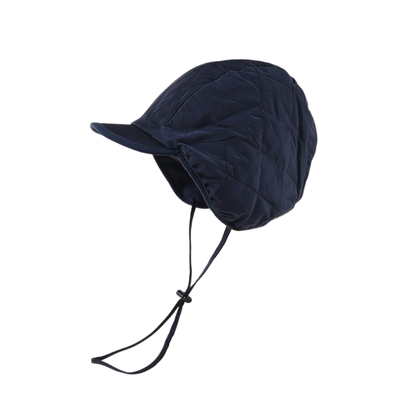 Navy Blue Plain Flexible Drawstring Earflap Hats We2410-13