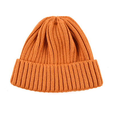 Orange Custom Woven Label Knitted Cuffed Beanies PB-FB0002 - back