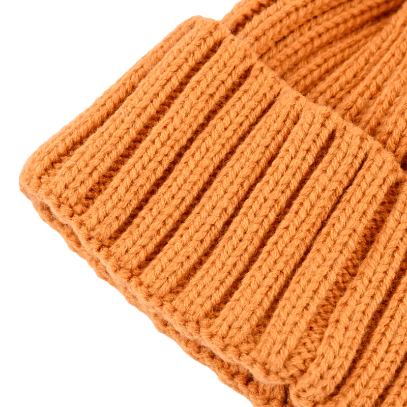 Orange Custom Woven Label Knitted Cuffed Beanies PB-FB0002 - cuff