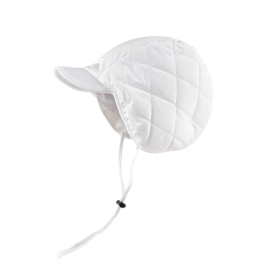 White Plain Flexible Drawstring Earflap Hats We2410-13