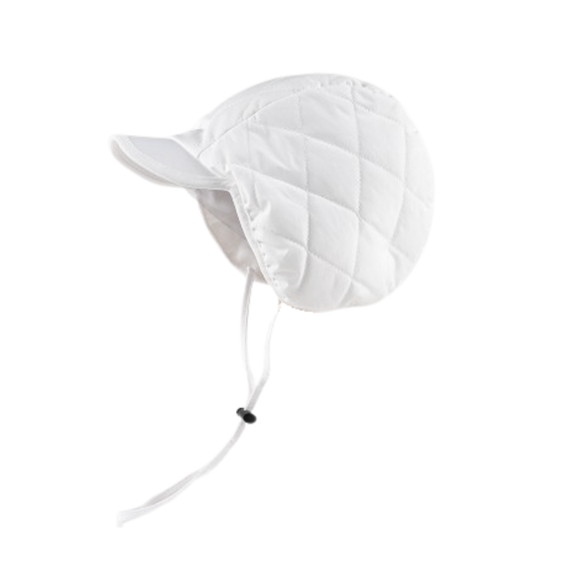 White Plain Flexible Drawstring Earflap Hats We2410-13