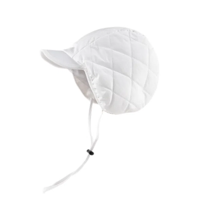 White Plain Flexible Drawstring Earflap Hats We2410-13