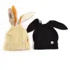 Winter Kids Wool Knit Beanie Hat With Rabbit Ear