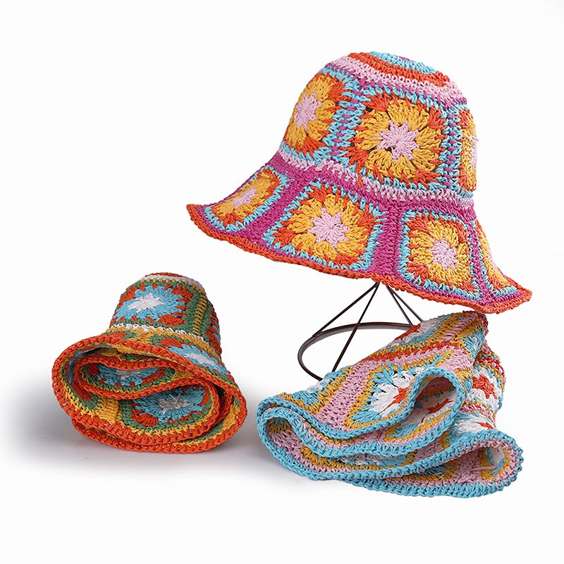 Summer Floral Crochet Bucket Hat for Ladies