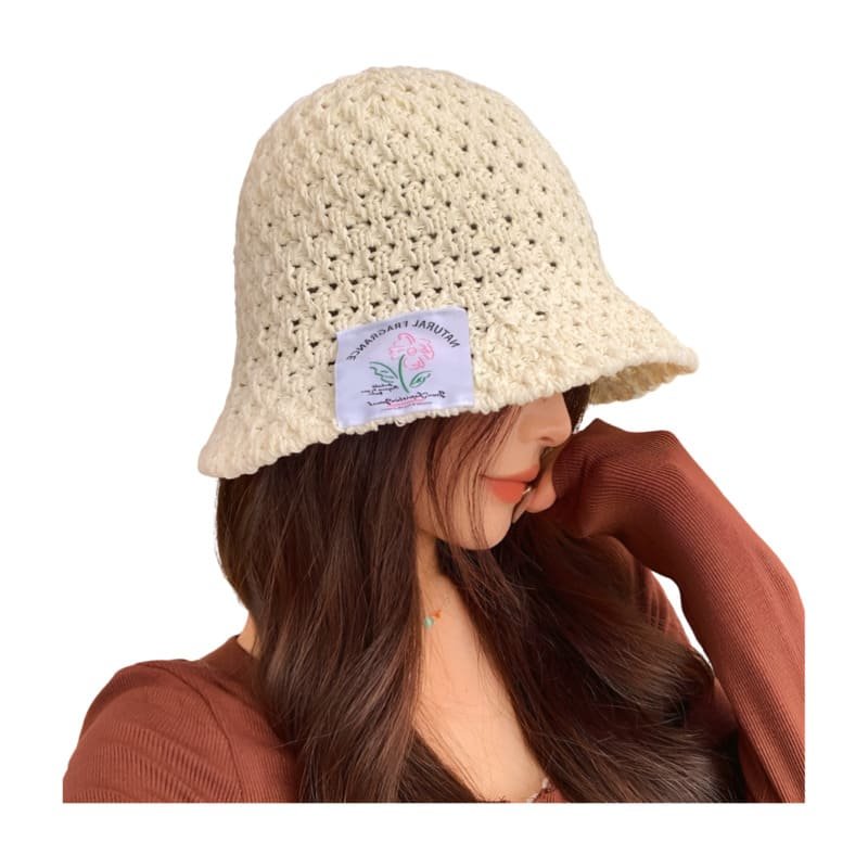Women's New Designer Custom logo Knitted Bucket Hat With Woven Label for Summer
