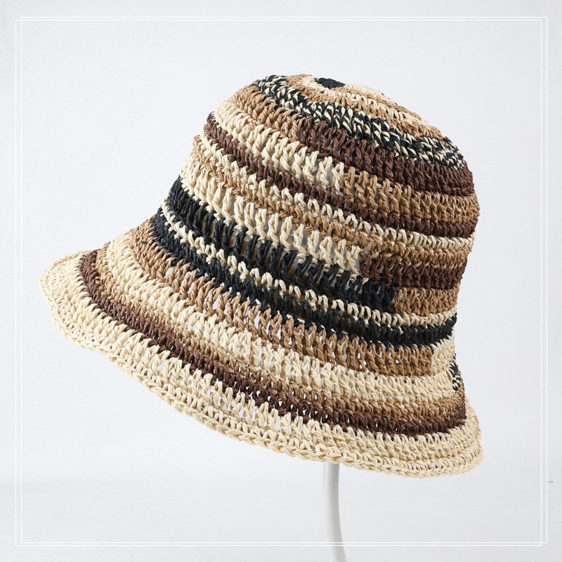 Women Handmade Colorful Wide Brim Knitted Crochet bucket Sun Hat