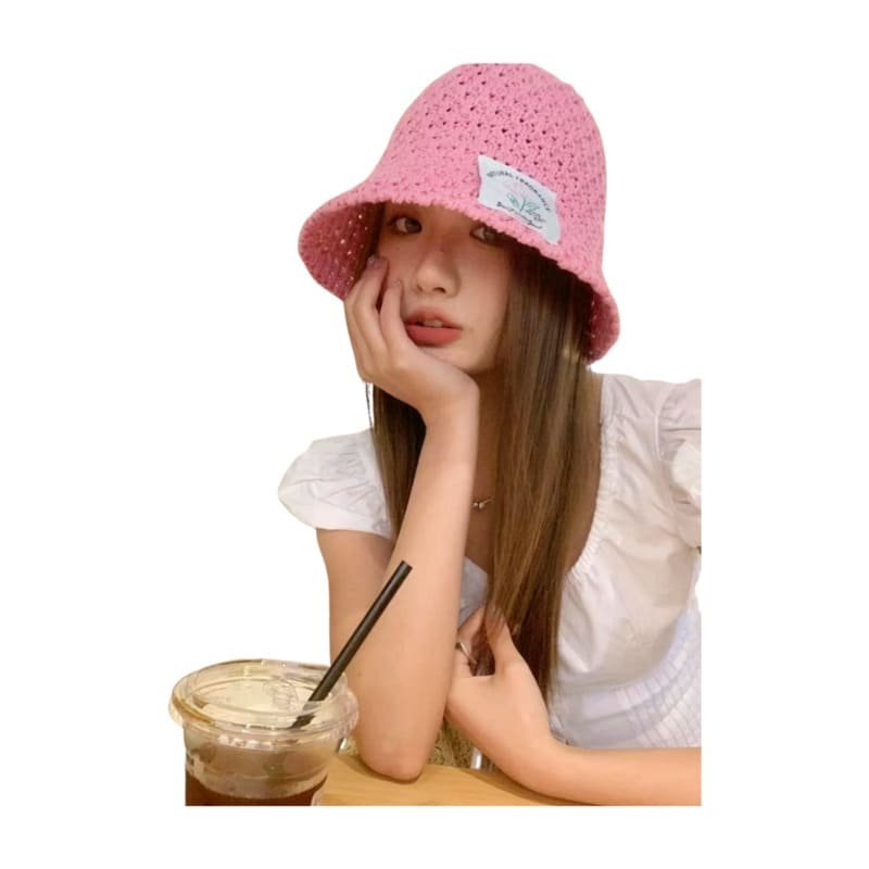 Women's New Designer Custom logo Knitted Bucket Hat With Woven Label for Summer