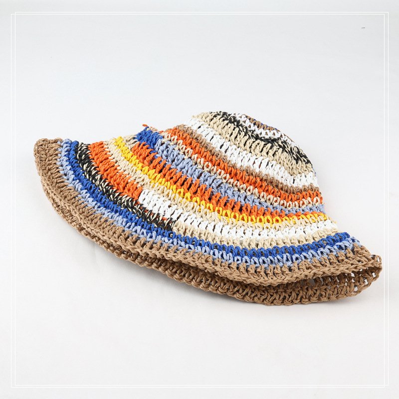 Women Handmade Colorful Wide Brim Knitted Crochet bucket Sun Hat