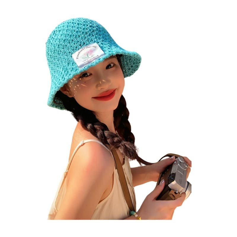Women's New Designer Custom logo Knitted Bucket Hat With Woven Label for Summer