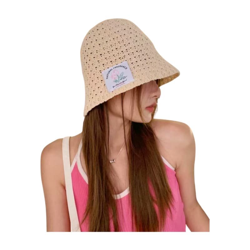 Women's New Designer Custom logo Knitted Bucket Hat With Woven Label for Summer