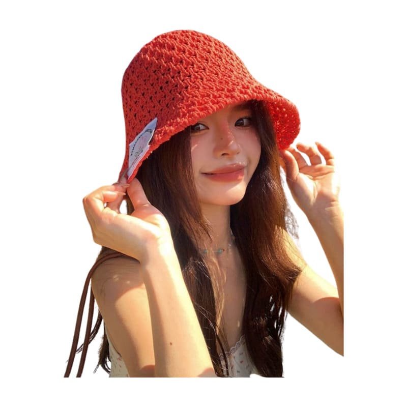 Women's New Designer Custom logo Knitted Bucket Hat With Woven Label for Summer