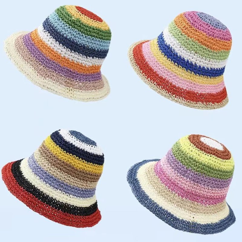 Fashion Outdoor Woven Summer Bucket Hat for Women