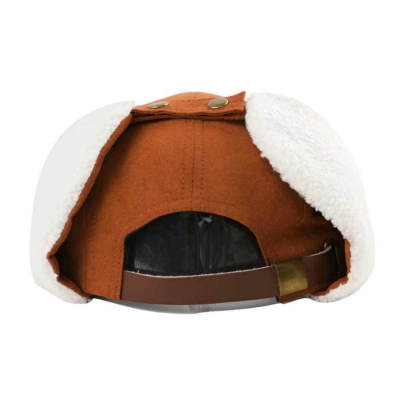 Custom Suede Embroidery Unstructured Fur Ear Winter Camp Cap