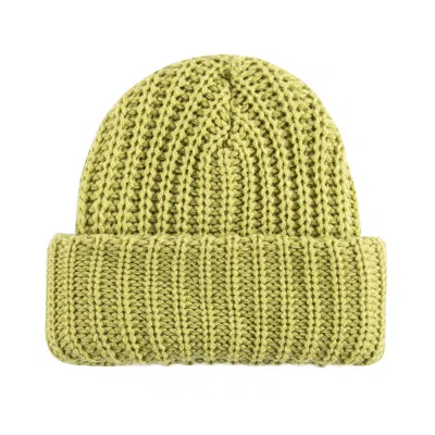 green Plain Coarse Knitted Cuffed Beanies BF-231017-1