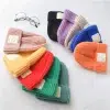 Custom Private Woven Label Logo Cute Cuffed Plain Beanie for Children