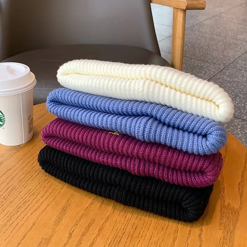 kid3 Thick Cable Ribbed Embroidery Cuffed Beanie For Kids