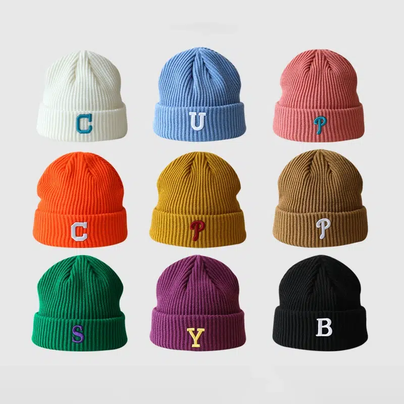 kid5 Thick Cable Ribbed Embroidery Cuffed Beanie For Kids