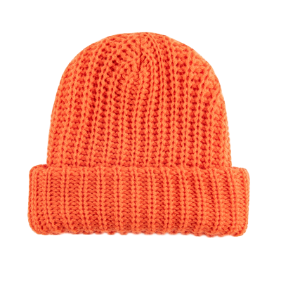 orange Plain Coarse Knitted Cuffed Beanies BF-231017-1