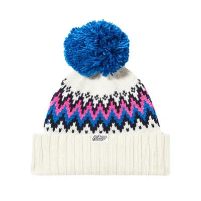 Cappellini con pompon in maglia jacquard per bambini piccoli, colore bianco Wk2410-010