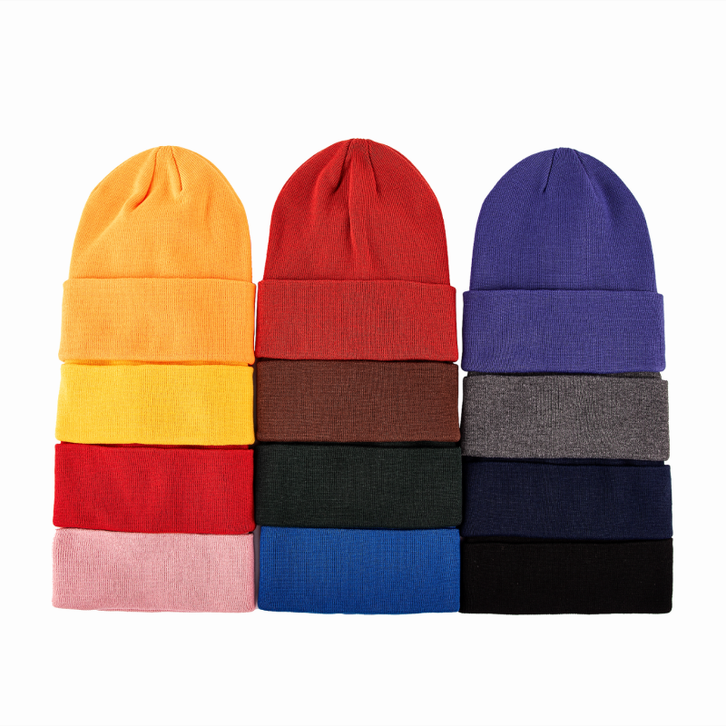 100% rPET Eco Solid-Colored Cuffed Beanies RP-BN02, combo